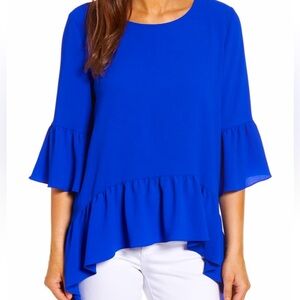 Nordstrom Gibson Ruffled Hem Top (Cobalt Blue)